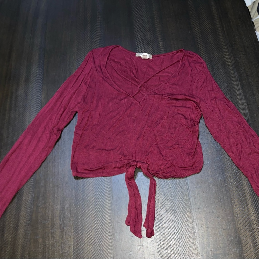 Women's Burgundy Long Sleeve Top